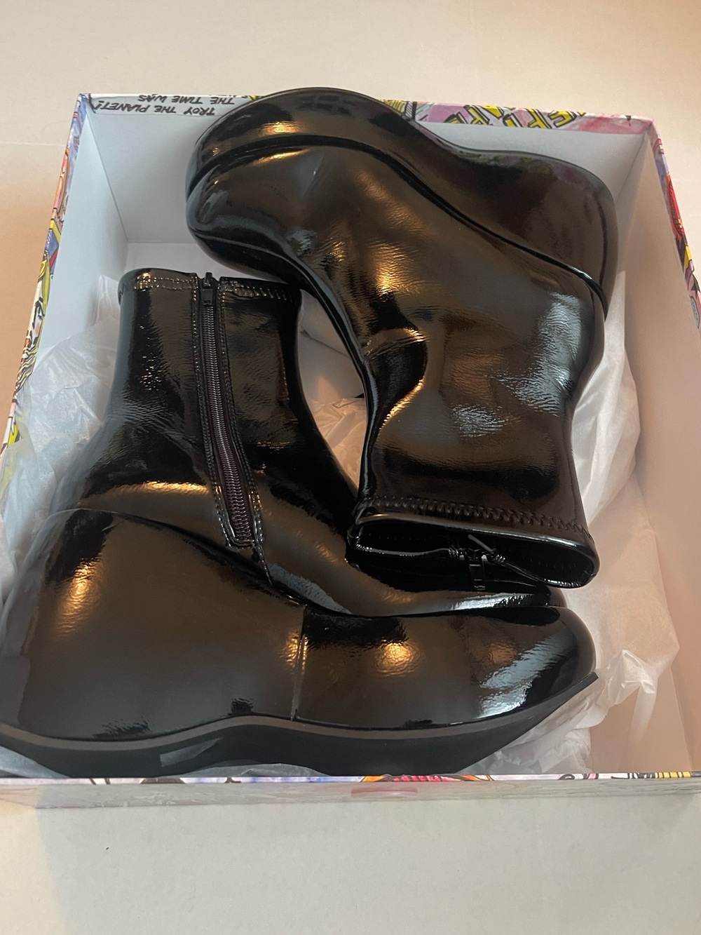 Jeffrey Campbell Glossy Black Patent Ankle Booties